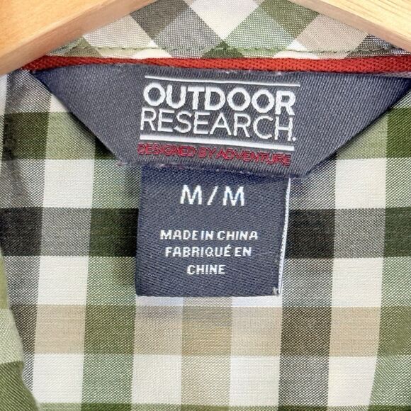 Outdoor Research OR Tan Green Plaid Short Sleeve Button Front Shirt Men's Medium - Picture 7 of 8